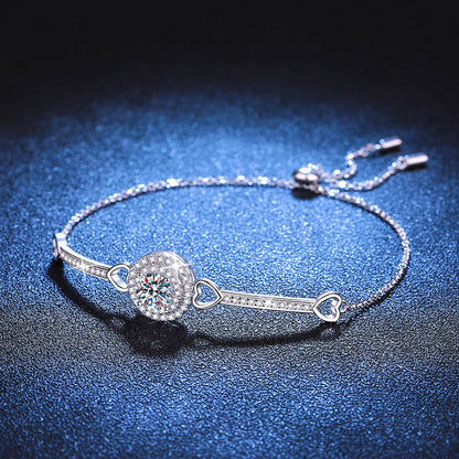 [Zalyn]INTERLOCKING HEART & CIRCLE MOISSANITE BRACELET