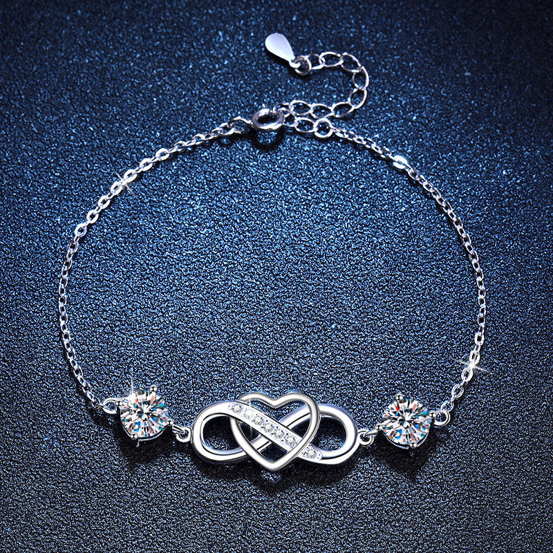 [Zalyn]DOUBLE-STONE "LOVE LINK" MOISSANITE BRACELET