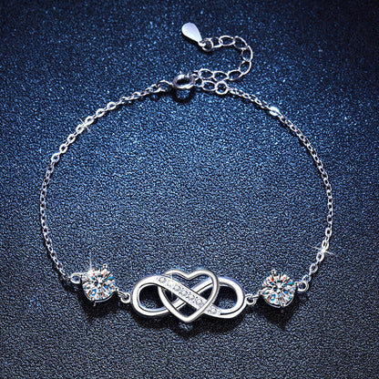 [Zalyn]DOUBLE-STONE "LOVE LINK" MOISSANITE BRACELET