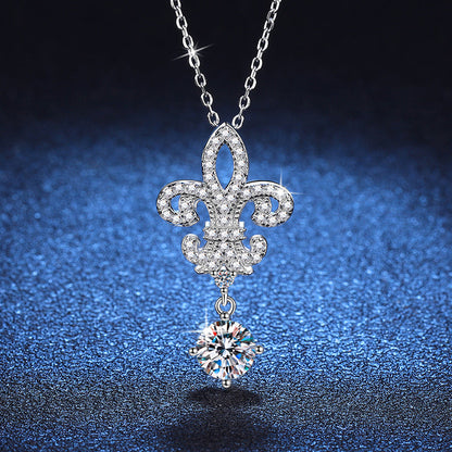 [Zalyn]ROYAL FLEUR-DE-LIS MOISSANITE PENDANT NECKLACE