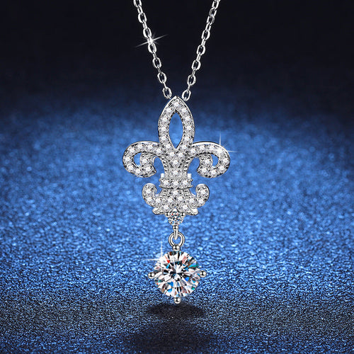 [Zalyn]ROYAL FLEUR-DE-LIS MOISSANITE PENDANT NECKLACE