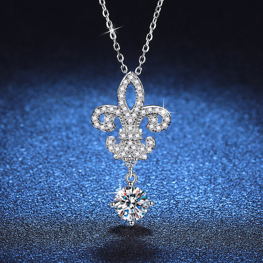 [Zalyn]ROYAL FLEUR-DE-LIS MOISSANITE PENDANT NECKLACE
