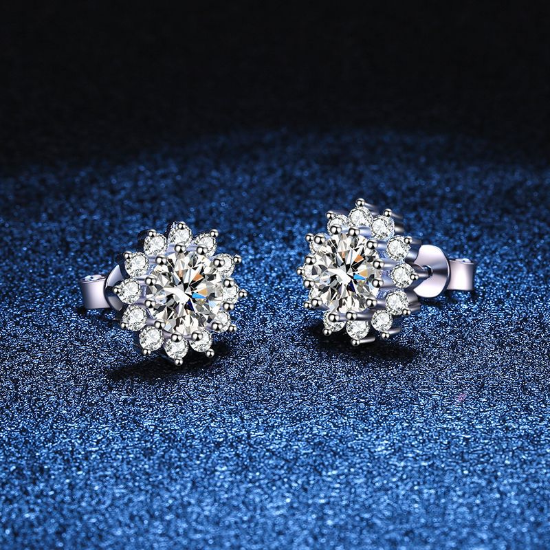 [Zalyn]BLOOMING SUNFLOWER MOISSANITE STUD EARRINGS