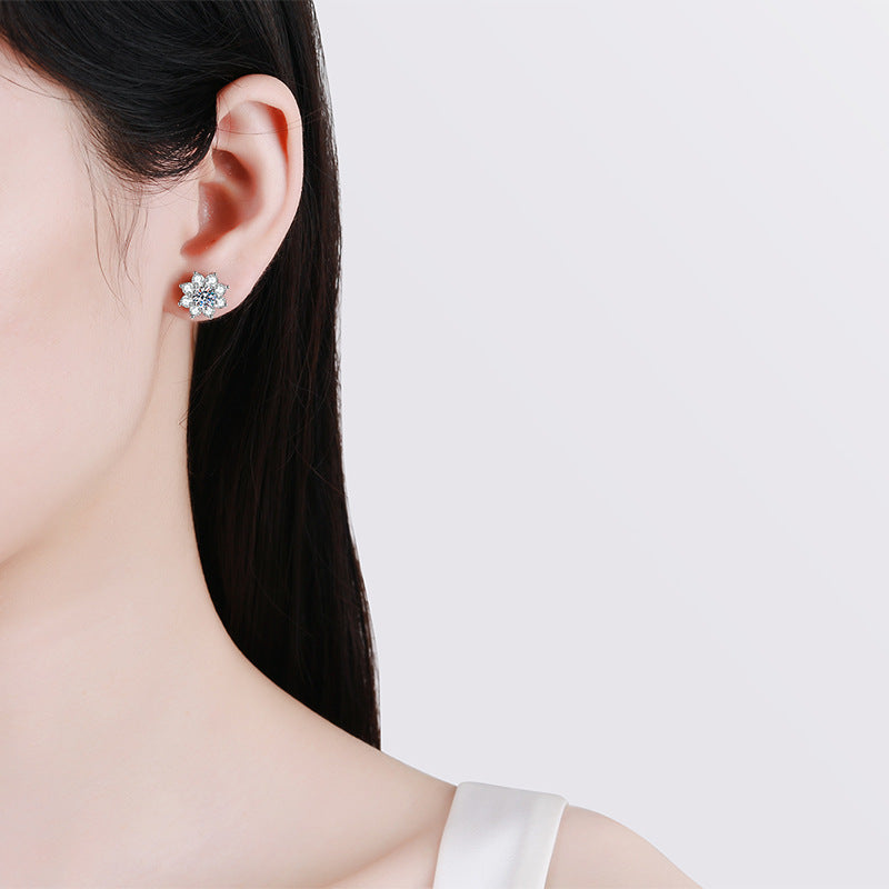 [Zalyn]RADIANT SUNFLOWER MOISSANITE STUD EARRINGS