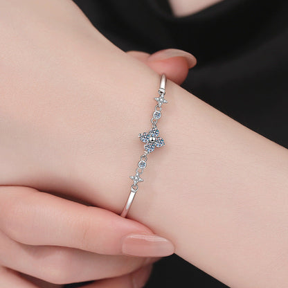 [Zalyn]CLOVER & TWIN-STAR MOISSANITE BRACELET