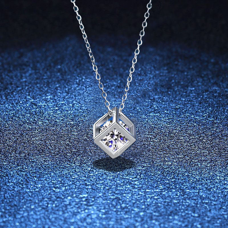 [Zalyn]GEOMETRIC SUGAR-CUBE MOISSANITE NECKLACE