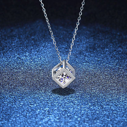 [Zalyn]GEOMETRIC SUGAR-CUBE MOISSANITE NECKLACE