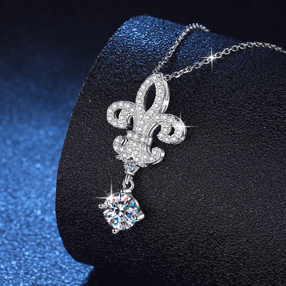 [Zalyn]ROYAL FLEUR-DE-LIS MOISSANITE PENDANT NECKLACE