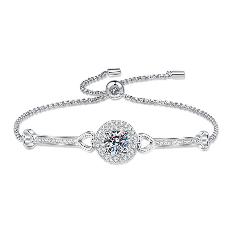 [Zalyn]INTERLOCKING HEART & CIRCLE MOISSANITE BRACELET