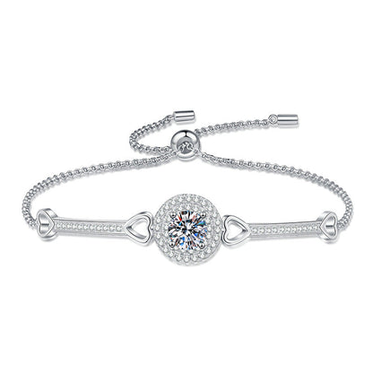 [Zalyn]INTERLOCKING HEART & CIRCLE MOISSANITE BRACELET