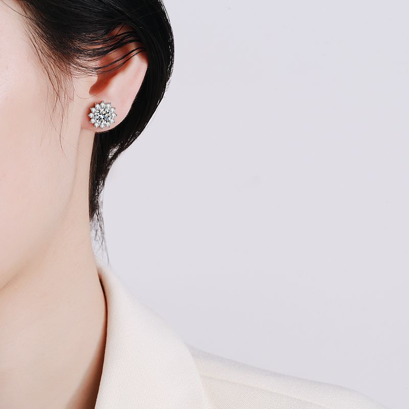 [Zalyn]BLOOMING SUNFLOWER MOISSANITE STUD EARRINGS