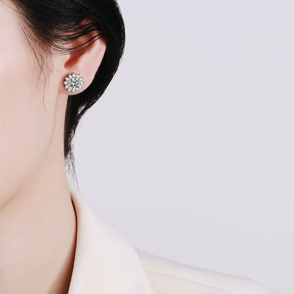 [Zalyn]BLOOMING SUNFLOWER MOISSANITE STUD EARRINGS