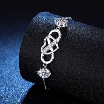 [Zalyn]DOUBLE-STONE "LOVE LINK" MOISSANITE BRACELET
