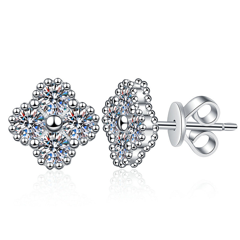 [Zalyn]ELEGANT FOUR-LEAF CLOVER MOISSANITE STUD EARRINGS