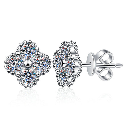 [Zalyn]ELEGANT FOUR-LEAF CLOVER MOISSANITE STUD EARRINGS
