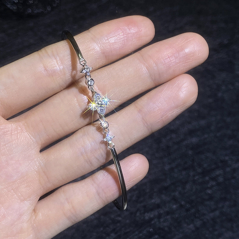 [Zalyn]CLOVER & TWIN-STAR MOISSANITE BRACELET