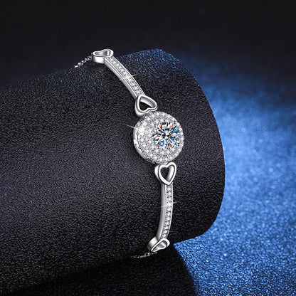 [Zalyn]INTERLOCKING HEART & CIRCLE MOISSANITE BRACELET