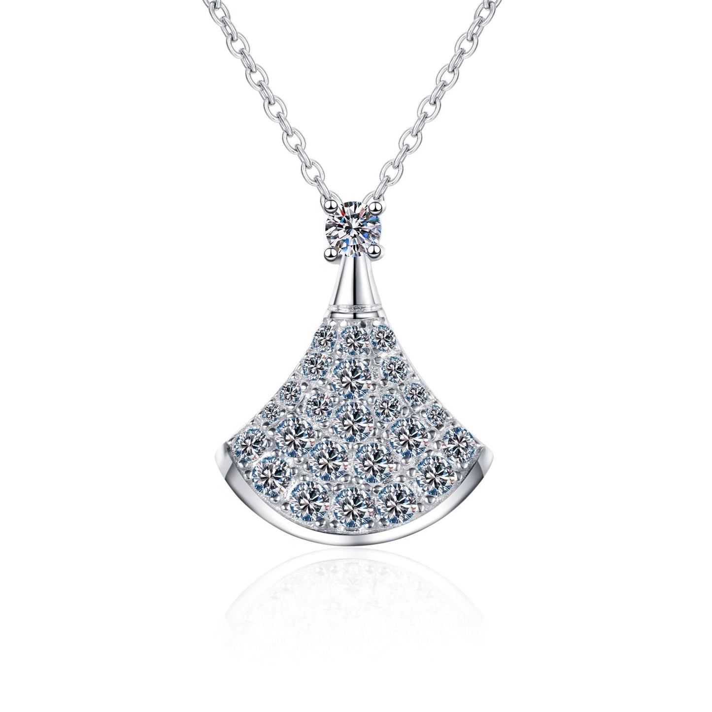 [Zalyn]ELEGANT FAN-SHAPED MOISSANITE PENDANT NECKLACE