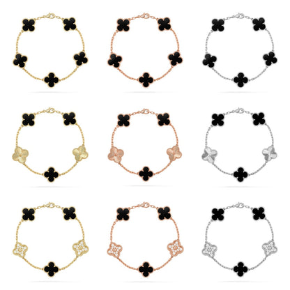 [Zalyn Jewelry ] CLOVER 5 MOTIF ONYXS BRACELET COLLECTION