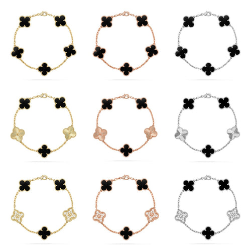 [Zalyn Jewelry ] CLOVER 5 MOTIF ONYXS BRACELET COLLECTION