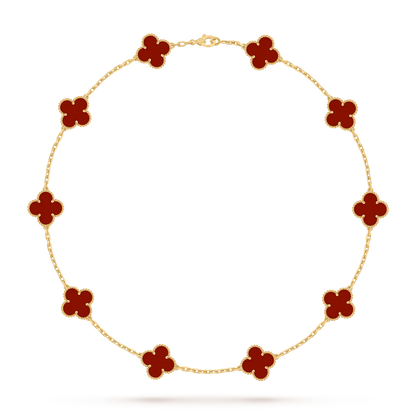 [Zalyn]CLASSIC LUCKY 10-MOTIF CLOVER NECKLACE GOLD COLLECTION