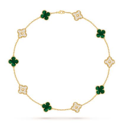 [Zalyn]CLASSIC LUCKY 10-MOTIF CLOVER NECKLACE GOLD COLLECTION