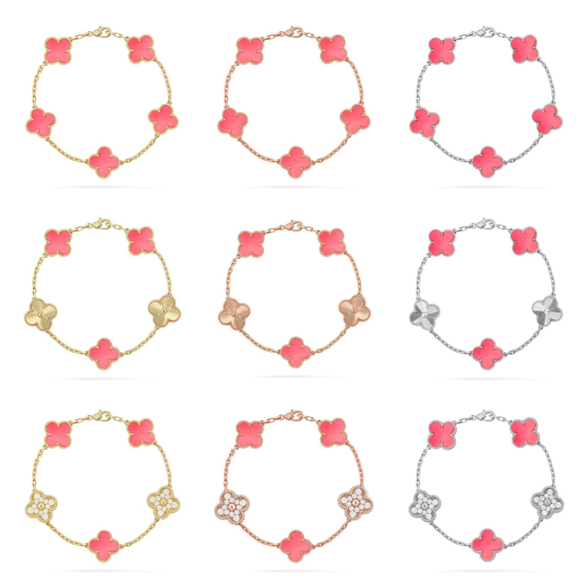 [Zalyn Jewelry ] CLOVER 5 MOTIFS  PINK MOP BRACELET COLLECTION