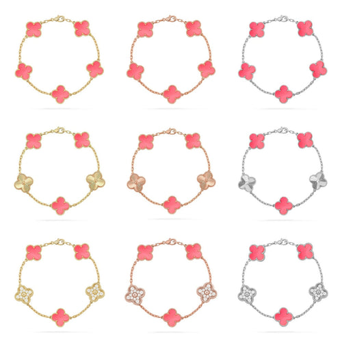 [Zalyn Jewelry ] CLOVER 5 MOTIFS  PINK MOP BRACELET COLLECTION