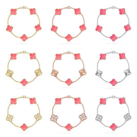 [Zalyn Jewelry ] CLOVER 5 MOTIFS  PINK MOP BRACELET COLLECTION