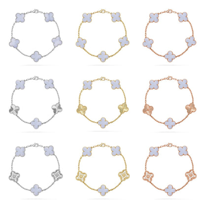 [Zalyn Jewelry ] CLOVER 5 MOTIF PURPLE CHALCEDONY BRACELET COLLECTION