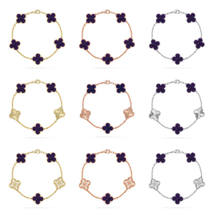 [Zalyn Jewelry ]CLOVER 5 MOTIF PURPLE STRIPES BRACELET COLLECTION