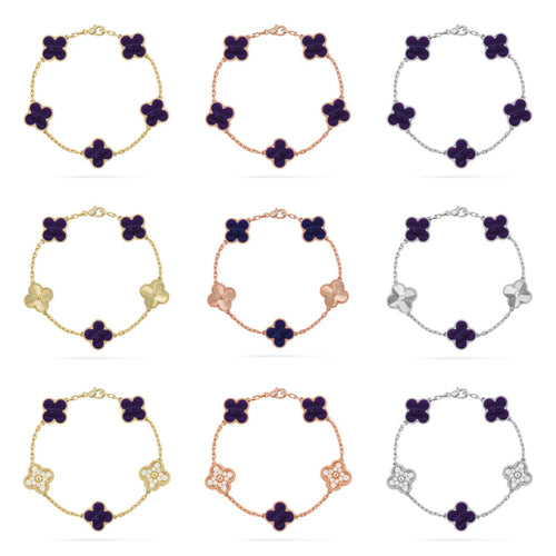 [Zalyn Jewelry ]CLOVER 5 MOTIF PURPLE STRIPES BRACELET COLLECTION