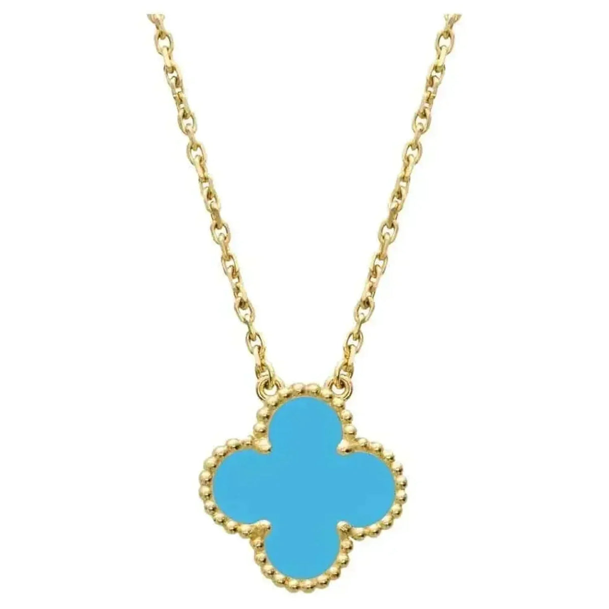 [Zalyn Jewelry ]CLOVER 15MM VINTAGE TURQUOISE NECKLACE