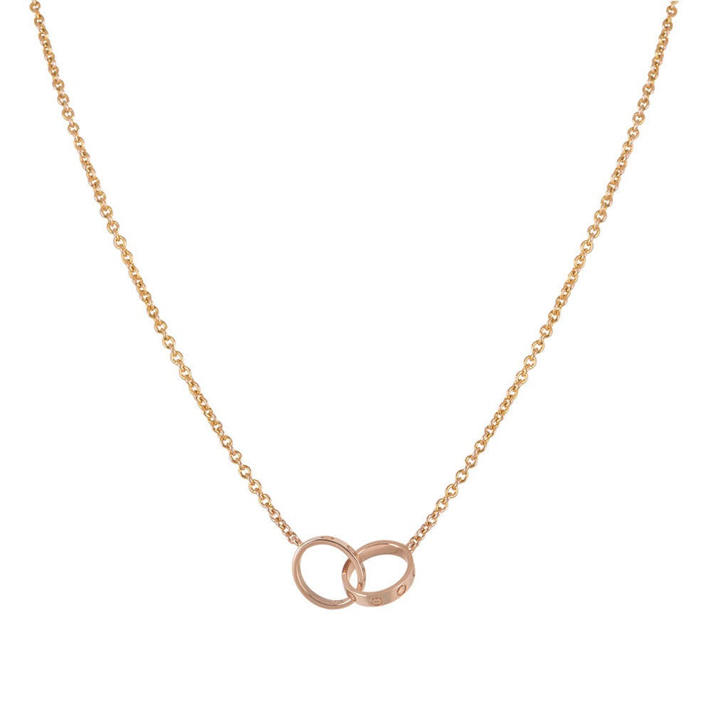 [Zalyn Jewelry ]LOVE NECKLACE DOUBLE RING PINK GOLD
