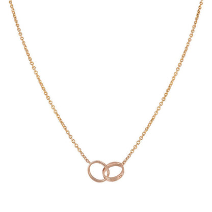 [Zalyn Jewelry ]LOVE NECKLACE DOUBLE RING PINK GOLD