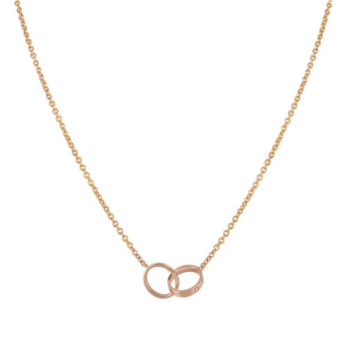 [Zalyn Jewelry ]LOVE NECKLACE DOUBLE RING PINK GOLD