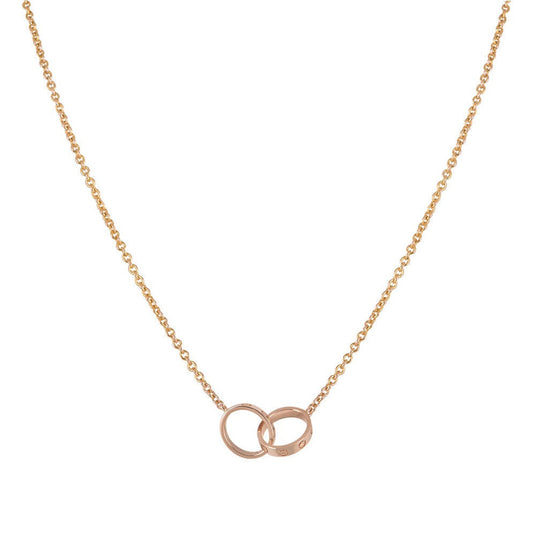 [Zalyn Jewelry ]LOVE NECKLACE DOUBLE RING PINK GOLD