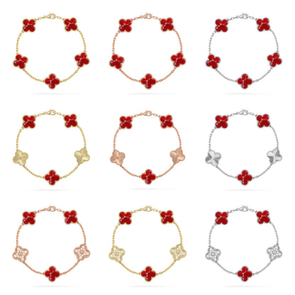 [Zalyn Jewelry ]CLOVER 5 MOTIF RED PATTERN BRACELET COLLECTION