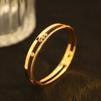 [Zalyn Jewelry]Move Romane Diamond Bangle Bracelet