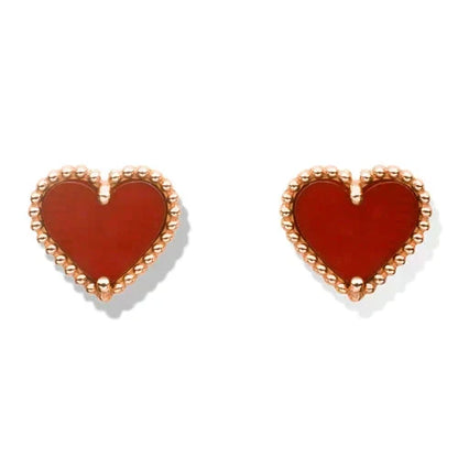 [Zalyn Jewelry ]HEART CARNELIAN STUD EARRINGS