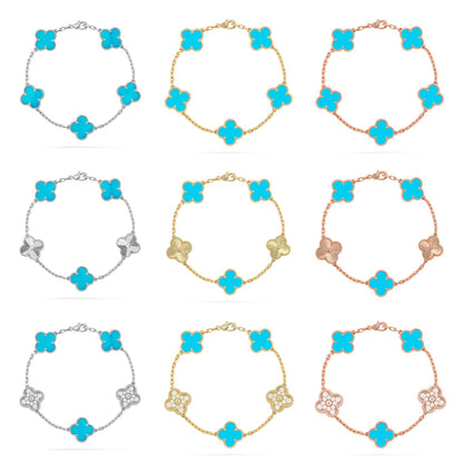[Zalyn Jewelry ] CLOVER 5 MOTIF TURQUOISE BRACELET COLLECTION