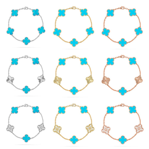 [Zalyn Jewelry ] CLOVER 5 MOTIF TURQUOISE BRACELET COLLECTION