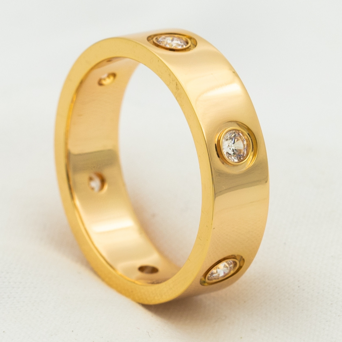 [Zalyn Jewelry ]LOVE RING 5.5MM 6 DIAMONDS PINK GOLD