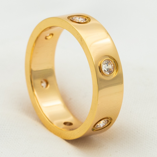 [Zalyn Jewelry ]LOVE RING 5.5MM 6 DIAMONDS PINK GOLD