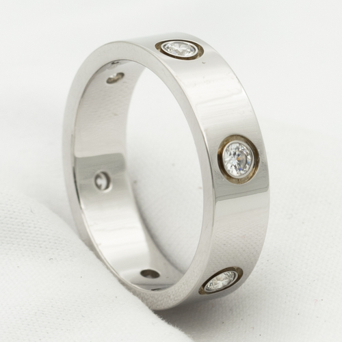 [Zalyn Jewelry ]LOVE RING 5.5MM 6 DIAMONDS SILVER
