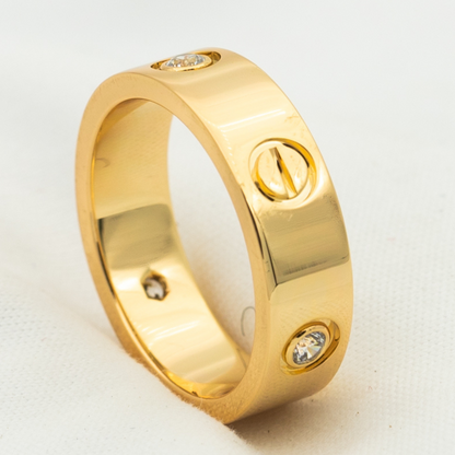 [Zalyn Jewelry ]LOVE RING 5.5MM 3 DIAMONDS PINK GOLD