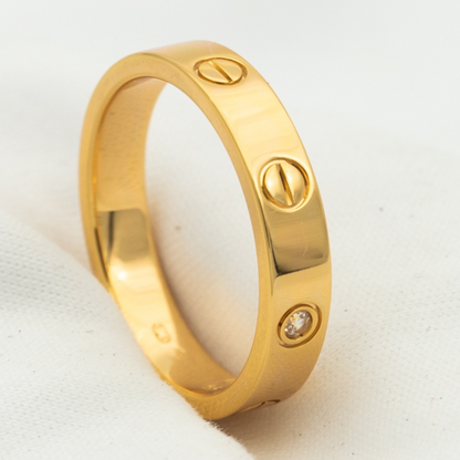 [Zalyn Jewelry ]LOVE RING 4MM 1 DIAMOND PINK GOLD