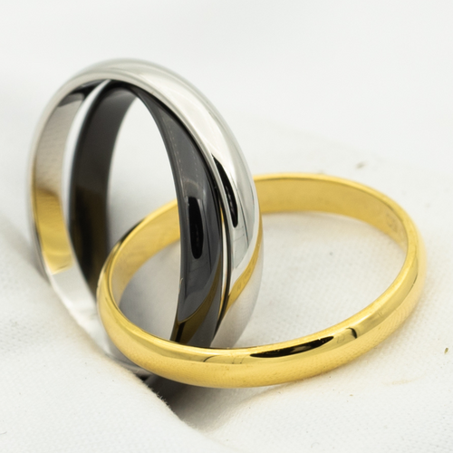 [Zalyn Jewelry ]TRINITY RING BLACK GOLD SILVER