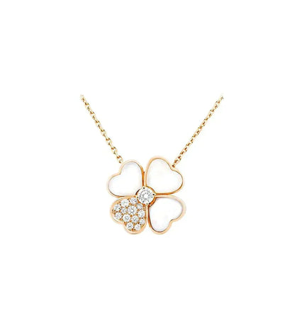 [Zalyn Jewelry ]CLOVER MOP DIAMOND ROSE GOLD NECKLACE