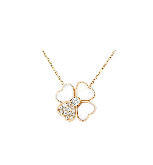 [Zalyn Jewelry ]CLOVER MOP DIAMOND ROSE GOLD NECKLACE